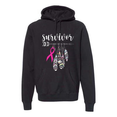 Breast Cancer Survivor Warrior Pink Breast Cancer Ribbon Premium Hoodie