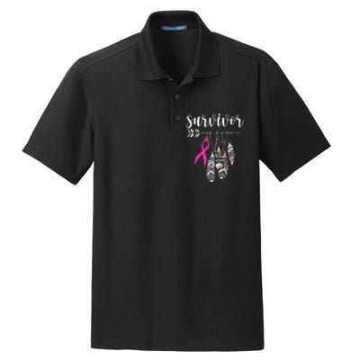 Breast Cancer Survivor Warrior Pink Breast Cancer Ribbon Dry Zone Grid Polo