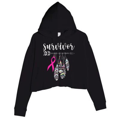 Breast Cancer Survivor Warrior Pink Breast Cancer Ribbon Crop Fleece Hoodie