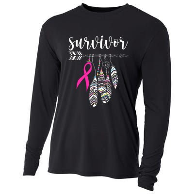 Breast Cancer Survivor Warrior Pink Breast Cancer Ribbon Cooling Performance Long Sleeve Crew