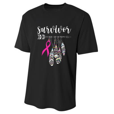 Breast Cancer Survivor Warrior Pink Breast Cancer Ribbon Performance Sprint T-Shirt