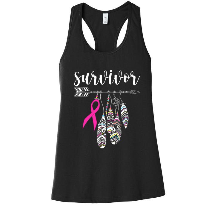 Breast Cancer Survivor Warrior Pink Breast Cancer Ribbon Women's Racerback Tank