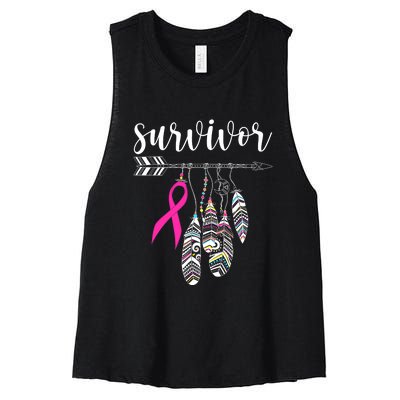 Breast Cancer Survivor Warrior Pink Breast Cancer Ribbon Women's Racerback Cropped Tank