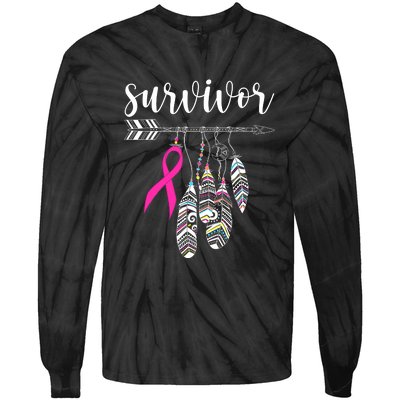 Breast Cancer Survivor Warrior Pink Breast Cancer Ribbon Tie-Dye Long Sleeve Shirt