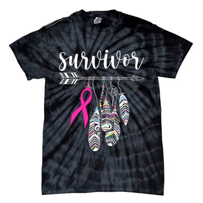 Breast Cancer Survivor Warrior Pink Breast Cancer Ribbon Tie-Dye T-Shirt