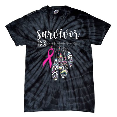 Breast Cancer Survivor Warrior Pink Breast Cancer Ribbon Tie-Dye T-Shirt