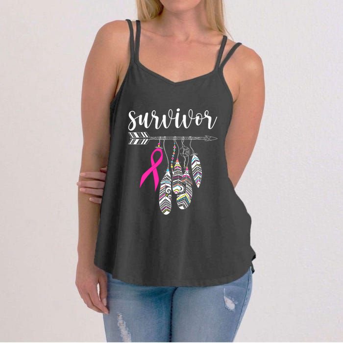 Breast Cancer Survivor Warrior Pink Breast Cancer Ribbon Women's Strappy Tank