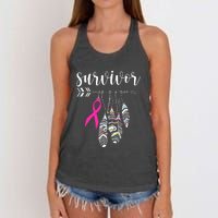 Breast Cancer Survivor Warrior Pink Breast Cancer Ribbon Women's Knotted Racerback Tank