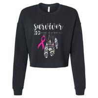 Breast Cancer Survivor Warrior Pink Breast Cancer Ribbon Cropped Pullover Crew