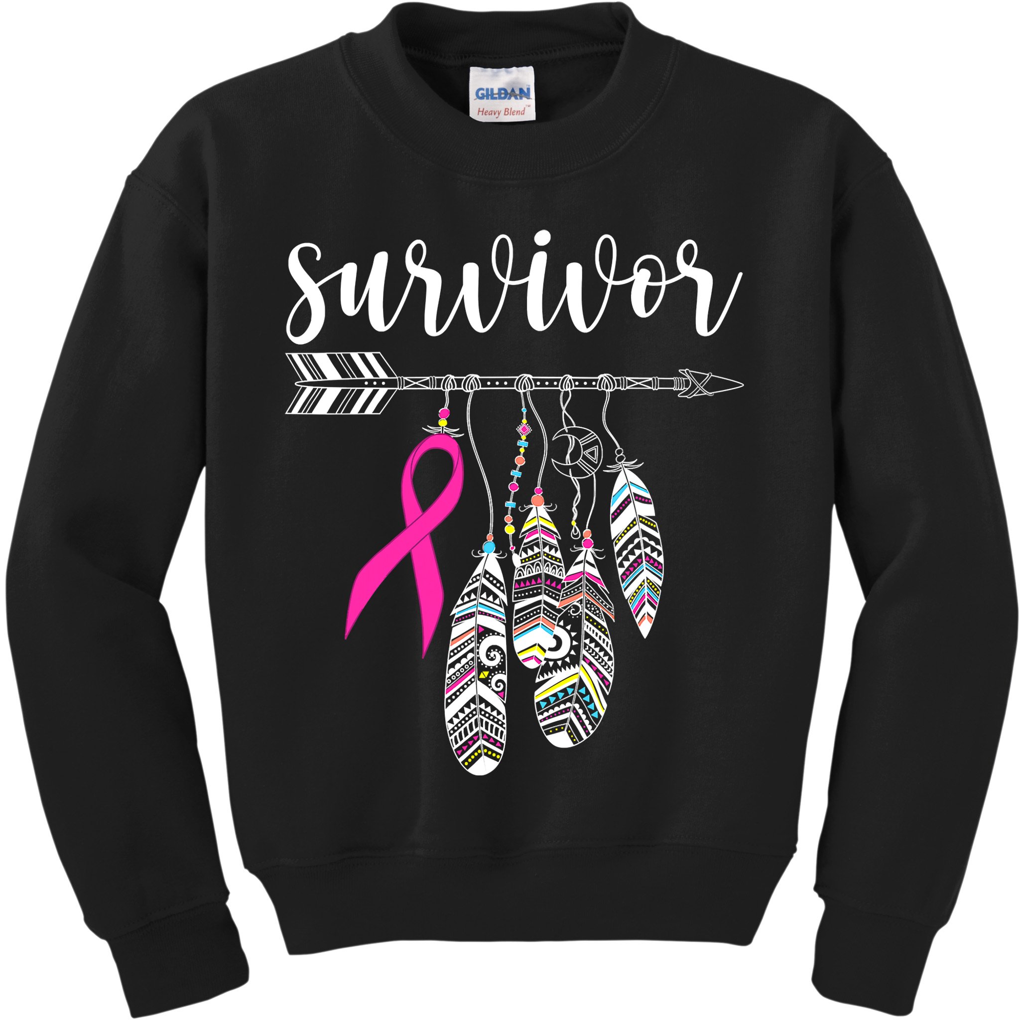 Breast Cancer Survivor Warrior Pink Breast Cancer Ribbon Kids Sweatshirt