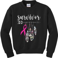 Breast Cancer Survivor Warrior Pink Breast Cancer Ribbon Kids Sweatshirt