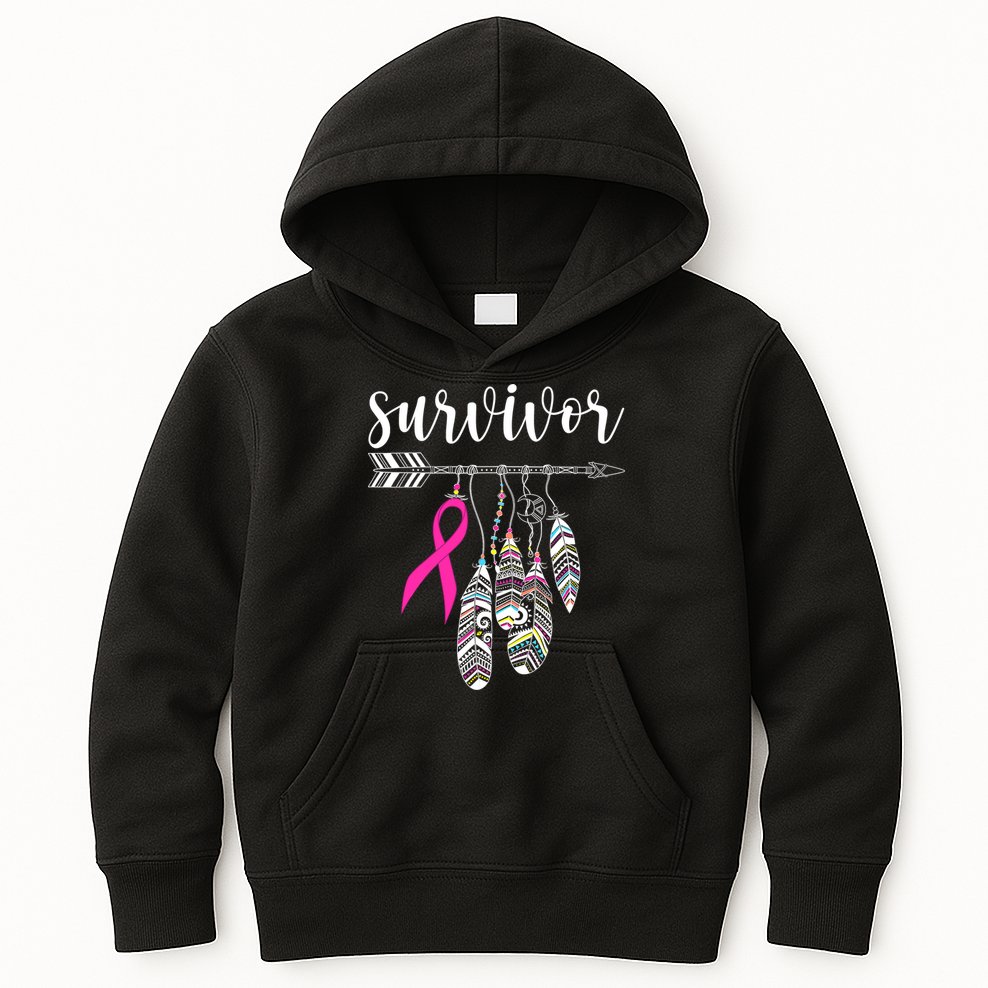 Breast Cancer Survivor Warrior Pink Breast Cancer Ribbon Kids Hoodie