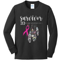 Breast Cancer Survivor Warrior Pink Breast Cancer Ribbon Kids Long Sleeve Shirt