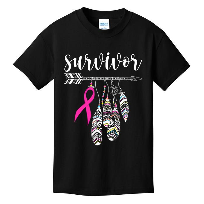 Breast Cancer Survivor Warrior Pink Breast Cancer Ribbon Kids T-Shirt