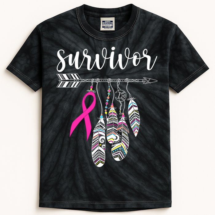 Breast Cancer Survivor Warrior Pink Breast Cancer Ribbon Kids Tie-Dye T-Shirt