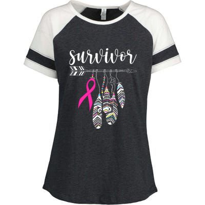 Breast Cancer Survivor Warrior Pink Breast Cancer Ribbon Enza Ladies Jersey Colorblock Tee