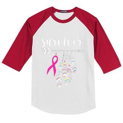 Breast Cancer Survivor Warrior Pink Breast Cancer Ribbon Kids Colorblock Raglan Jersey