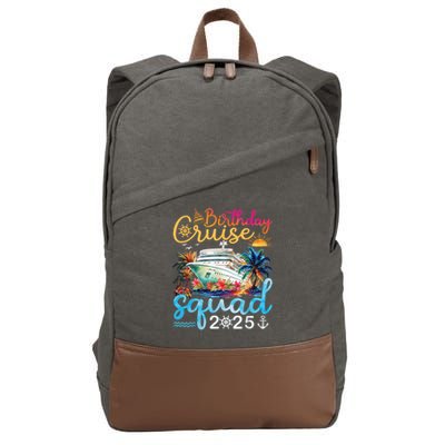 Birthday Cruise Squad 2025 Family Cruise Vacation Birthday Cotton Canvas Backpack