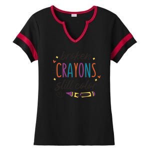 Broken Crayons Still Color Ladies Halftime Notch Neck Tee