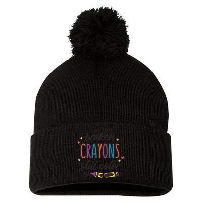 Broken Crayons Still Color Pom Pom 12in Knit Beanie