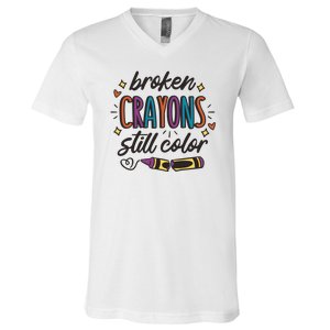 Broken Crayons Still Color V-Neck T-Shirt