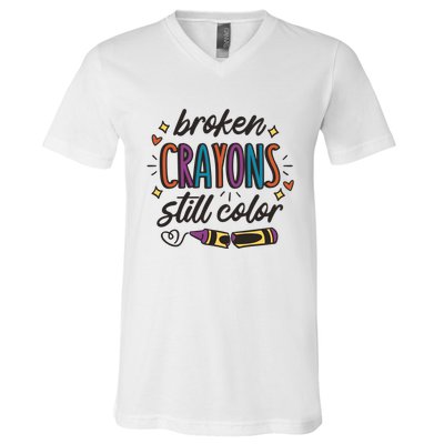 Broken Crayons Still Color V-Neck T-Shirt