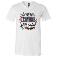 Broken Crayons Still Color V-Neck T-Shirt