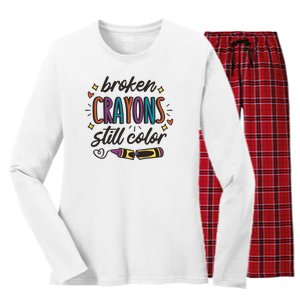 Broken Crayons Still Color Women's Long Sleeve Flannel Pajama Set 