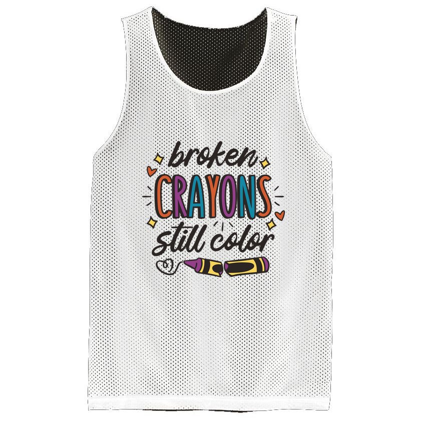 Broken Crayons Still Color Mesh Reversible Basketball Jersey Tank