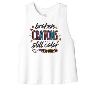 Broken Crayons Still Color Women's Racerback Cropped Tank