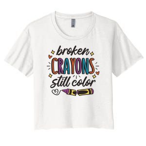 Broken Crayons Still Color Women's Crop Top Tee