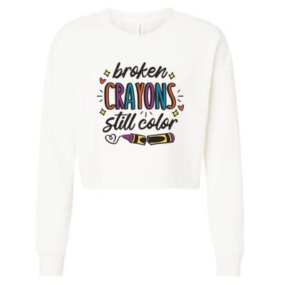 Broken Crayons Still Color Cropped Pullover Crew