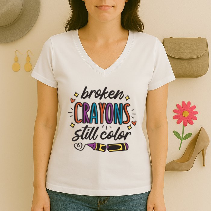 Broken Crayons Still Color Women's V-Neck T-Shirt