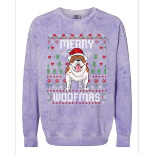 Bulldog Christmas Sweater Ugly Xmas Merry Woofmas Cool Gift Colorblast Crewneck Sweatshirt