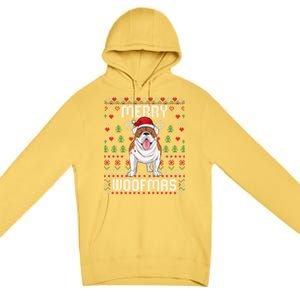 Bulldog Christmas Sweater Ugly Xmas Merry Woofmas Cool Gift Premium Pullover Hoodie