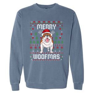 Bulldog Christmas Sweater Ugly Xmas Merry Woofmas Cool Gift Garment-Dyed Sweatshirt