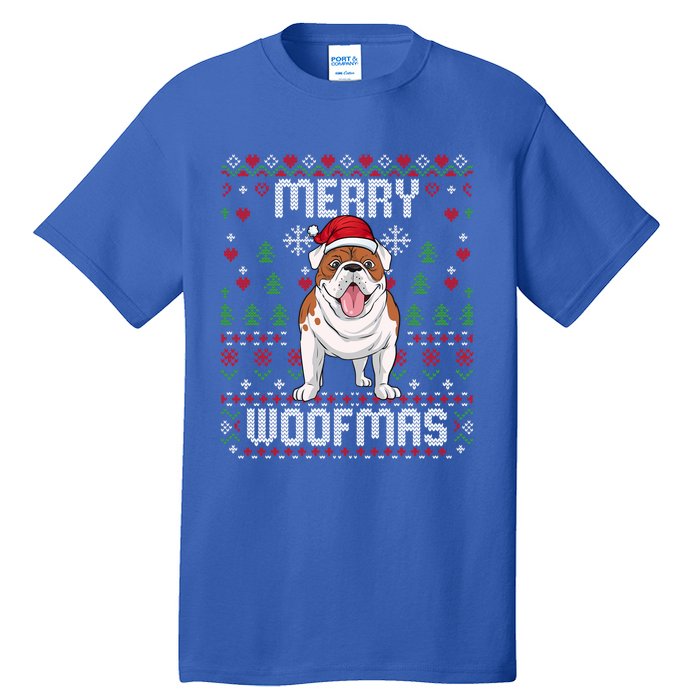 Bulldog Christmas Sweater Ugly Xmas Merry Woofmas Cool Gift Tall T-Shirt