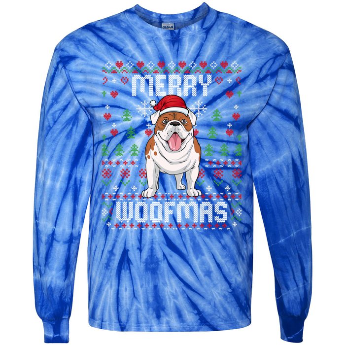 Bulldog Christmas Sweater Ugly Xmas Merry Woofmas Cool Gift Tie-Dye Long Sleeve Shirt