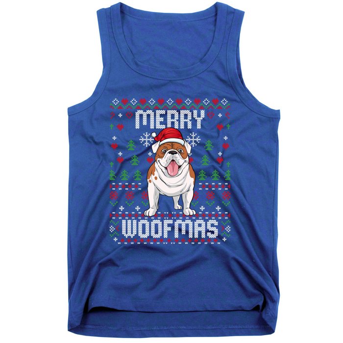 Bulldog Christmas Sweater Ugly Xmas Merry Woofmas Cool Gift Tank Top