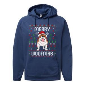 Bulldog Christmas Sweater Ugly Xmas Merry Woofmas Cool Gift Performance Fleece Hoodie