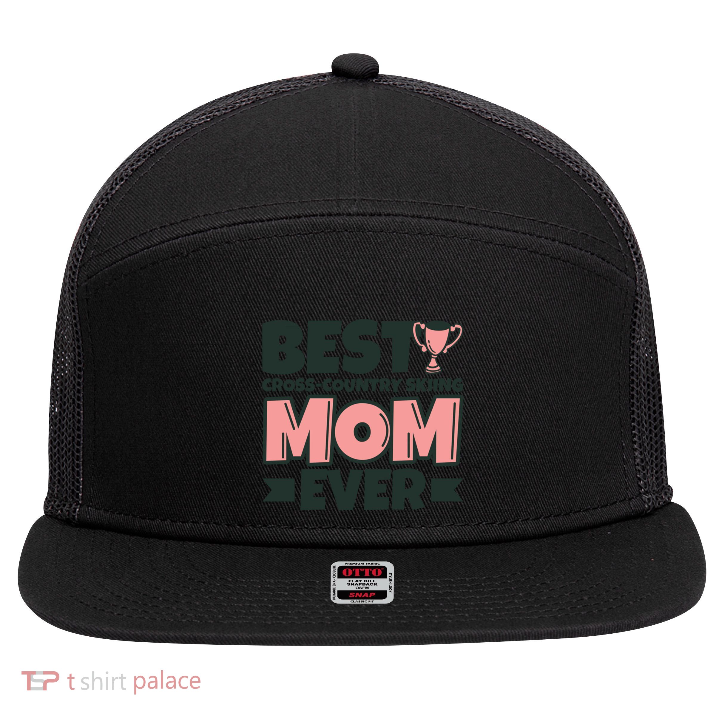 Best Crosscountry Skiing Mom Ever Mother Funny Cute Gift 7 Panel Mesh Trucker Snapback Hat
