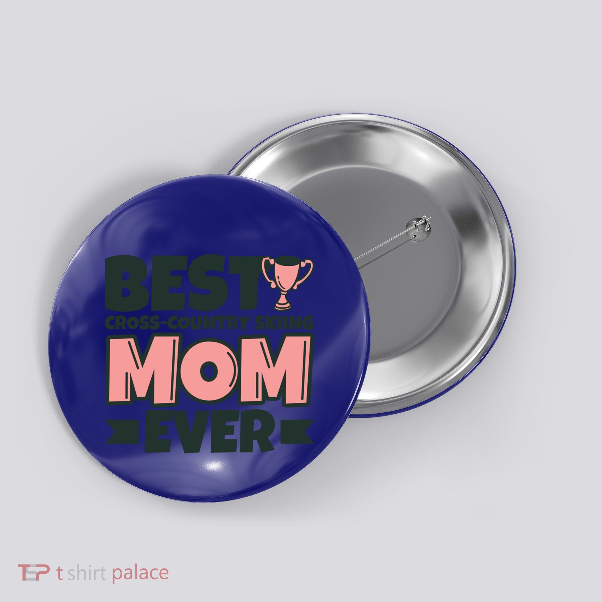 Best Crosscountry Skiing Mom Ever Mother Funny Cute Gift Button