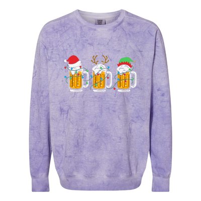 Beer Christmas Santa Reinbeer Xmas Light Xmas Holiday Colorblast Crewneck Sweatshirt