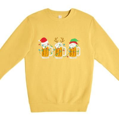 Beer Christmas Santa Reinbeer Xmas Light Xmas Holiday Premium Crewneck Sweatshirt