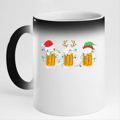 Beer Christmas Santa Reinbeer Xmas Light Xmas Holiday 11oz Black Color Changing Mug