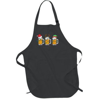 Beer Christmas Santa Reinbeer Xmas Light Xmas Holiday Full-Length Apron With Pockets