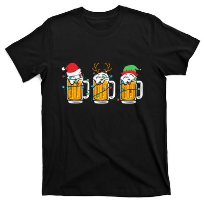 Beer Christmas Santa Reinbeer Xmas Light Xmas Holiday T-Shirt