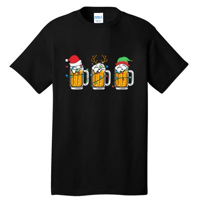 Beer Christmas Santa Reinbeer Xmas Light Xmas Holiday Tall T-Shirt