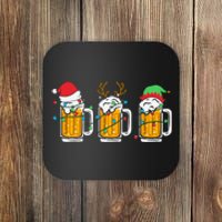 Beer Christmas Santa Reinbeer Xmas Light Xmas Holiday Coaster