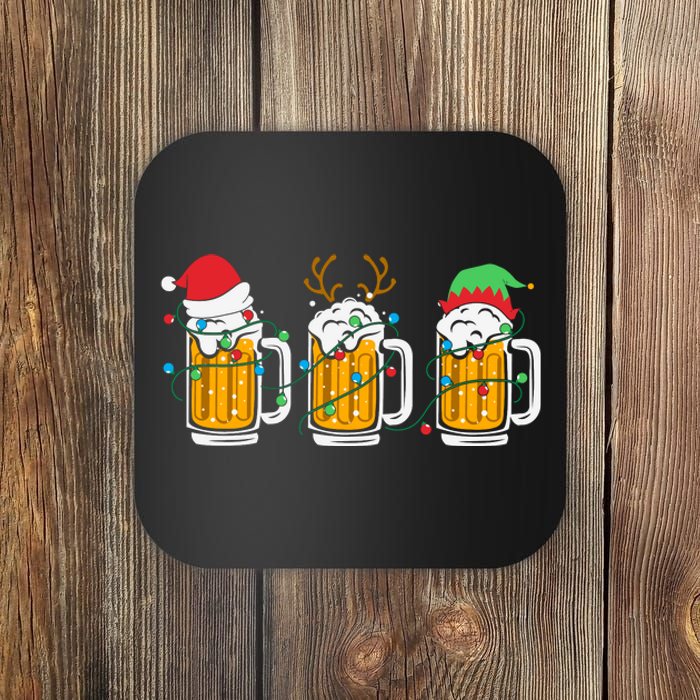 Beer Christmas Santa Reinbeer Xmas Light Xmas Holiday Coaster